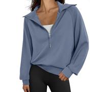Genérico Sweatshirt for Women Quarter Half Zip Stand Neck Sweatshirt Long Sleeve Quarter Zip Hoodies Fashion Fall Dresses Tops (2,XL)