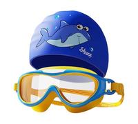 Genérico Swim Goggles & Hat Set, Anti-Fog Waterproof Adjustable Goggles 7.09x1.97x2.36 inches, Swimming Cap for Youth, Toddler Training, Snorkeling, Beach & Pool Activities Kids, Wide Frame Comfort