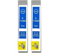 Genérico T0712/T0892 Cartucho de Tinta Reemplaza C13T07124012/C13T08924011 Compatible para Stylus SX400 SX510W BX610FW SX200 DX4400 SX100 SX218 SX515W DX9400F BX600FW SX415 SX610FW DX8400 (2 Cyan)