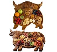 Generico Tabla para embutidos de madera de Highland - Tabla de cortar para embutidos de | decorativo con forma de moca | Servicio de entrantes | Snacks de frutas, carnes, quesos y galletas |