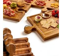 Generico Tabla para embutidos en forma de puzle de madera con asas, bandejas de servir encajables para queso, carne, fruta, aperitivos, placa modular única para , regalo, inauguración del hogar