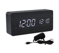 Genérico Table Alarm Clock - Lightweight Led Clock ¦ Bedside Clocks with Temperature Sensor, Wooden Clocks with USB Cable, Home Accessory Digital Alarm, Portable Timepiece for Living Room Decor