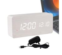 Genérico Table Alarm Clock - Lightweight Led Clock ¦ Bedside Clocks with Temperature Sensor, Wooden Clocks with USB Cable, Home Accessory Digital Alarm, Portable Timepiece for Living Room Decor