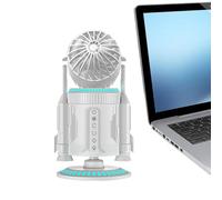 Generico Table Fan - Personal Desktop 16x14.8x32.5cm, Rocket Shape Quiet Fan | Rotating 5000RPM Air Circulator With RGB Light For Living Room School Dorm Home Workplace Hot Days Cooling