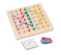 Genérico Tablero De Clavijas - 15,7 Cm | De Clasificación De Colores De Madera | Juego De Educativo | Juego De Tarjetas De Aprendizaje Cognitivo con Tablero De Clavijas con Banda De Goma |