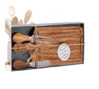Genérico Tablero Para Quesos Set,Tabla De Alimentos | Bandeja Cuadrada de Madera con Cubiertos y Etiqueta de Agradecimiento para Bodas Navidad Hogar Familia Reuniones Regalo