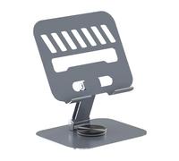 Generico Tablet Stand, Adjustable Tabletphone Holder, 7.48x6.14x5.24 Inches Size Portable Carbon Steel Build, Rotating Base Riser for Home Use, Meetings, Tabletphone, Black, Gray