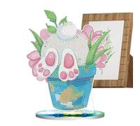 Genérico Tabletop Rhinestone Art Easter Decor - Bunny and Eggs Style Decorative Figurilla Set, Glitter Gem Holiday Scene Display for Home | Seasonal Spring Decoration, Dining Table Centerpiece,