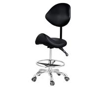 Genérico Taburete con Respaldo y reposapiés, Giratorio hidráulico de Alta Resistencia, Altura Ajustable, Silla para salón, SPA, estética, masajes, clínica dentals y Oficina en casa - Negro