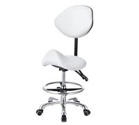 Genérico Taburete con Respaldo y reposapiés, Giratorio hidráulico de Alta Resistencia, Altura Ajustable, Silla para salón, SPA, estética, masajes, clínica dentals y Oficina en casa - Blancos