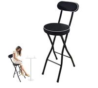 Generico Taburete de bar plegable portátil con respaldo, altura 56,9 cm, silla alta acolchada para cocina, isla, exterior, bar y tienda, color blanco (60 cm)