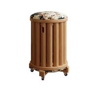 Genérico Taburetes apilables de Madera/Mesa Auxiliar, Silla de Madera con Ruedas, Resistente y Duradera, Taburete Redondo apilable Superior, for Dormitorio y Sala de Estar.(Color 2)