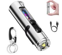 Genérico Taclites Mini - The Ultimate Everyday Micro Tool, Linterna Táctica Recargable LED Magnética Superbrillante, Alto Flujo Luminoso con 3 Niveles de Brillo, Para acampada y senderismo (Plata)