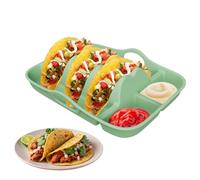 Genérico Taco Plates Dividers - Silicone Tacos Shells Holder Tray for Cook, Reusable Bar with Snacks Serving Plate, Cooking Tools for Home Kitchen Picnic Camping Barbecue Party Supplies, 9 Inches