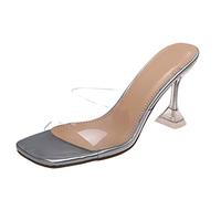 Genérico Tacones Mujer Sandalias Comodas Verano Pies Anchos Sandalias Sexy Slippers High Wear Mouth Solid Fish Women Heeled High Color Women'S Doradas Tacon Mujer (Silver,39)