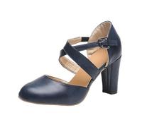 Genérico Tacones Muy Altos Mujer,Zapatos Casuales De TacóN Alto con Punta Puntiaguda Y Correa para Mujer De Cuero De Color Puro Sin Cordones con TacóN Cuadrado para Uso Diario