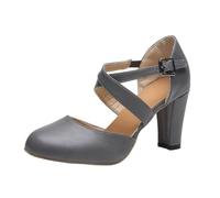 Genérico Tacones Muy Altos Mujer,Zapatos Casuales De TacóN Alto con Punta Puntiaguda Y Correa para Mujer De Cuero De Color Puro Sin Cordones con TacóN Cuadrado para Uso Diario