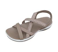 Genérico Tacones Sandalias deportivas con correa transpirable para mujer, ligeras y acolchadas, planas e informales. Sandalias Hispanitas (Khaki, 41)