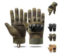 Genérico Tactical Full Finger Gloves, Non-Slip Gloves with Touchscreen, Breathable, Fully for Outdoor Sports, Motorcycle Riding (Green,Large)