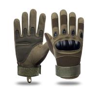 Genérico Tactical Full Finger Gloves with Soft Rubber Knuckle Protection, Breathable Touchscreen Airsoft Gloves for Men, Non-Slip Grip for Motorcycle Riding, Shooting & Hiking (Green)