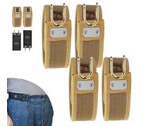 Genérico Tactical Metal Hook Elastic Belt, No Buckle Elastic Belt with Quick-Release Hook, Hidden Closure for Work & EDC (2 Pairs Khaki)