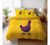 Genérico Tacto Suave Diseño Amarillo Simple Parure de Lit Brillante Dibujos Animados Pollito Lavable a Máquina Microfibra para Niños y Adultos Duvet Cover 200 x 200 cm