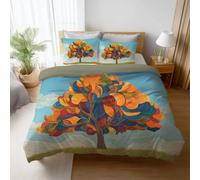 Genérico Tacto Suave Diseño Multicolor Ilustración Parure de Lit Fantasía Natural Árbol Grande Fácil de Mantener Microfibra para Niños y Adultos Duvet Cover 260 x 240 cm