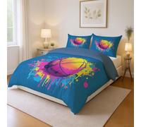 Genérico Tacto Suave Diseño Multicolor Parure de Lit Grafiti Abstracto Baloncesto Lavable a Máquina Microfibra para Niños y Adultos Duvet Cover 260 x 240 cm