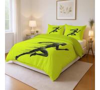 Genérico Tacto Suave Diseño Verde Negro Parure de Lit Minimalista Vibrante Correr Fácil de Mantener Microfibra para Niños y Adultos Duvet Cover 260 x 240 cm