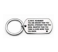 Generico Tag Colgante Collar Llavero Mensaje Grabado 'Recuerda Siempre Que Eres Más Valiente' Colgante Letra Inspirational Regalo Hombre Creativo y ÚtilTratamiento Seductor