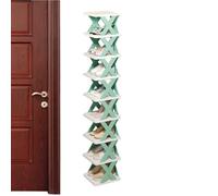 Genérico Tall Narrow Shoe Rack, Tier Folding Shelves, 10,43 x 10,04 x 50,98 pulgadas, No Assembly Lightweight Design for Closet, Bathroom, Entryway, Small Apartment, Storage, Orange and Blue