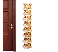 Genérico Tall Narrow Shoe Rack, Tier Folding Shelves, 10,43 x 10,04 x 50,98 pulgadas, No Assembly Lightweight Design for Closet, Bathroom, Entryway, Small Apartment, Storage, Orange and Blue