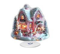 Genérico Taller De Navidad - Pueblo Navideño | Casa De Nieve con Noria Giratoria, Decoración Iluminada para Cumpleaños, Aniversarios, San Valentín & Fiestas - Iluminación LED