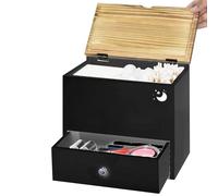 Genérico Tampon Holder, Wooden Pad Organizer Box, Decorative Bathroom Storage for Home, Spa, Beauty Counters, Toilets, Restrooms, Sinks, and Apartment Use, 9.41x8.9x5.59 inches