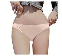 Genérico Tanga para mujer, seda helada sin costuras, bajo tamaño puro, deseo deportivo, cómodo para Navidad y carnaval, beige, M