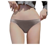 Genérico Tanga para mujer, seda helada sin costuras, bajo tamaño puro, deseo deportivo, cómodo para Navidad y carnaval, café, L