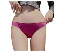 Genérico Tanga para mujer, seda helada sin costuras, bajo tamaño puro, deseo deportivo, cómodo para Navidad y carnaval, rojo, L