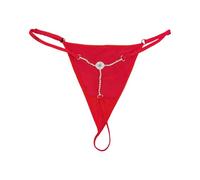 Genérico tanga para mujer, sexy, elegante, encaje, fiesta, cadena, gema cómoda para todas las estaciones, para aspecto elegante, rojo sandía, Talla única