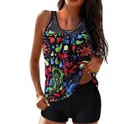 Generico Tankini+da+baño+para+mujer, top bikini con tirantes top de baño push up para mujer con parte superior de baño con aros elásticos para trajes de baño, Negro , 4XL