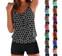 Genérico Tankini Damen Set Bademode Bauchweg Push Up Bauch WEG Tankinis Freizeit Schwimmanzug Badeanzug Zweiteiler Bikini Set Sommer Badeanzüge Tankinis