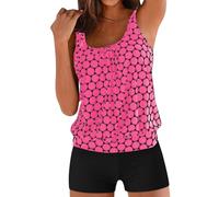 Genérico Tankini Damen Set Bademode Bauchweg Push Up Bauch WEG Tankinis Freizeit Schwimmanzug Badeanzug Zweiteiler Bikini Set Sommer Badeanzüge Tankinis