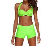 Genérico Tankini Mujer 2026 Bañador con Pierna Bikini Negro Tankini Acolchado para Mujer,Conjunto Deportivo con Pantalones para Niño,Bikini,Traje de Baño,Bañador Falda Tankinis (Green,S)