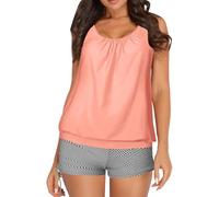 Genérico Tankini Mujer 2026 Bañador Dos Piezas Bikini Negro Women's Spring/Summer Solid Color Camisole Split Sleeveless Bikini Set with Breast Topper Traje de Baño Familiar Tallas Grandes (Pink,S)