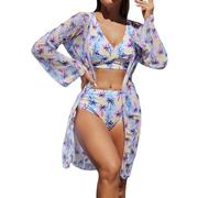 Genérico Tankini Mujer 2026 Bañador Reductor Bikini Push Up Conjunto de Bikini de Piezas con Sujetador Sin Soporte Y Estampado Multicolor Sexy Verano para Mujer Bañador Deportivo (Purple,S)