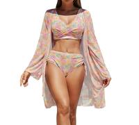 Genérico Tankini Mujer 2026 Bañador Reductor Bikini Push Up Conjunto de Bikini de Piezas con Sujetador Sin Soporte Y Estampado Multicolor Sexy Verano para Mujer Bañador Deportivo (Beige,M)