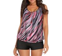 Genérico Tankini Mujer 2026 Bañadores Dos Piezas Bikinis Women's Spring/Summer Solid Color Camisole Split Sleeveless Bikini Set with Breast Topper Bañador con Falda Bañadores (Watermelon Red,XL)