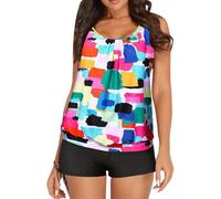 Genérico Tankini Mujer 2026 Bañadores Dos Piezas Bikinis Women's Spring/Summer Solid Color Camisole Split Sleeveless Bikini Set with Breast Topper Bañador con Falda Bañadores Reductores (White,S)