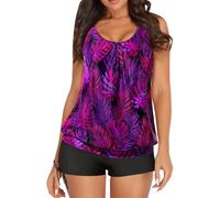 Genérico Tankini Mujer 2026 Bañadores Dos Piezas Bikinis Women's Spring/Summer Solid Color Camisole Split Sleeveless Bikini Set with Breast Topper Bañador con Falda Bañadores Reductores (Purple,XXL)