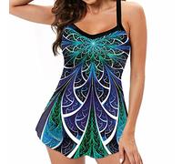 Genérico Tankini Mujer Bañadores 2 Piezas Bikini Bandeau Imprimir Mujeres Back Panty Two Strappy Bathing Plus Swimdress Trajes de Baño Tankinis Fashion Set Bañador Mujer Deportivo(Green,XXXXXL)