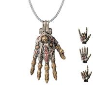 Genérico Taoist Mechanical Bionic Hand Pendant,Steampunk Mechanical Hands Pendant Necklace,Movable Finger Joints Robot Hand Charm Jewelry Gift for Men Women